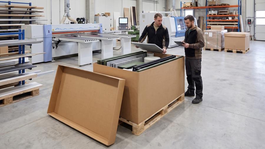 Büromodel ruilt houten transportkisten in voor golfkarton